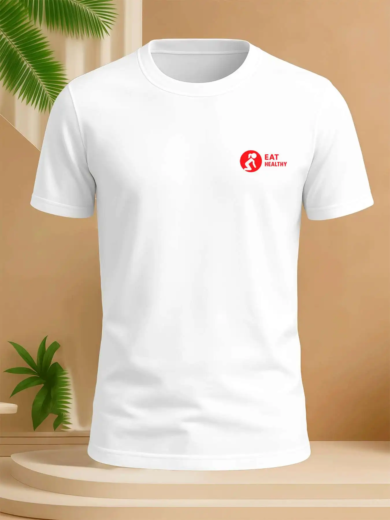 أكل نمط الحياة الصحي المحملة موضة تي شيرت مطبوع الرجال 220 جرام جديد الصيف الرياضة موضة مطبوعة القطن الخالص قصيرة الأكمام تي شيرت