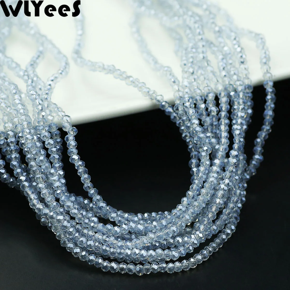 WLYeeS Light Blue Gray 2mm Glass Beads 150-800Pcs Flat Round Loose Spacer Beads For Jewelry Women Necklace Jewelry Making DIY