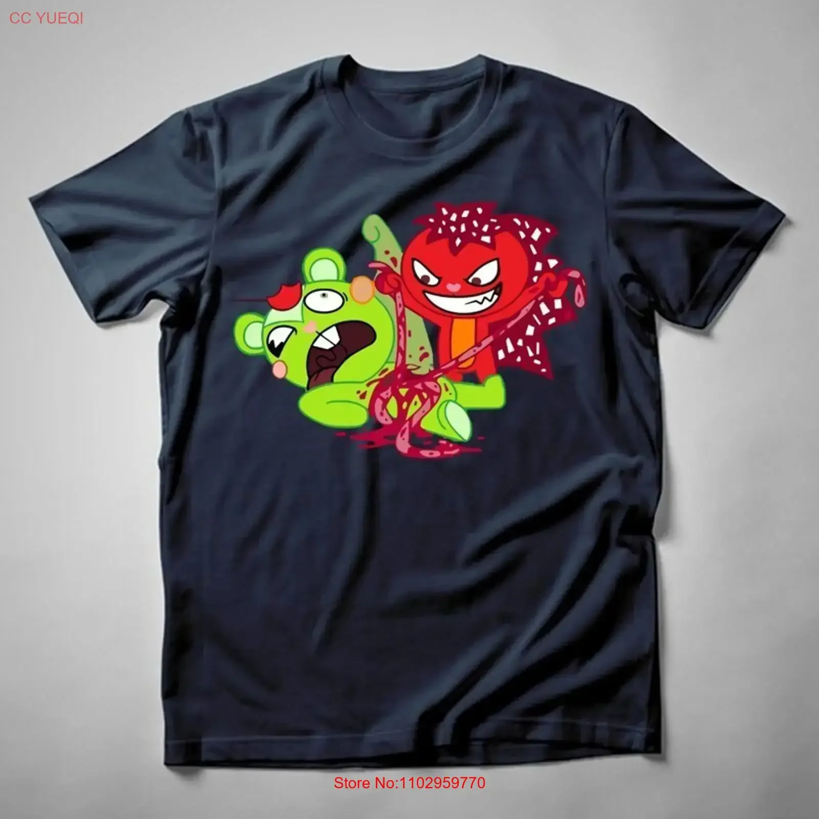 T-shirt de dessin animé amusant Happy Tree Friends Flaky and Nutty pour fans, tailles S à 5XL, style vintage délavé, vêtements de créateur polyvalents