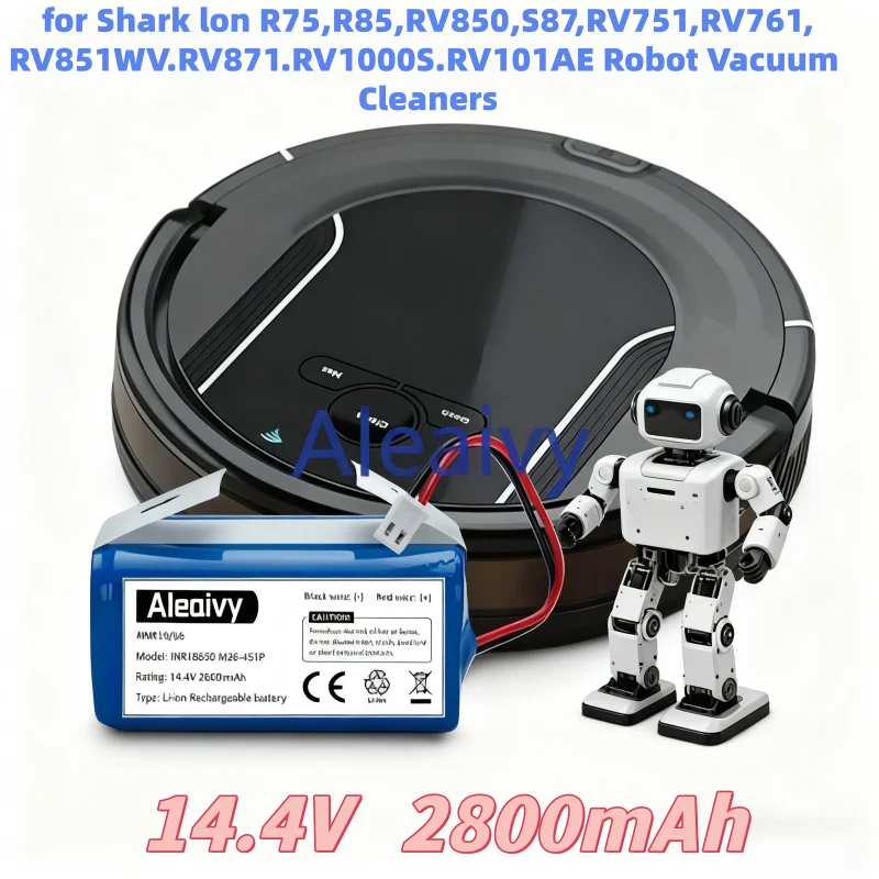 Safe Long Life Shark Ion Battery 14.8V 2800mAh with Full Protection 500+ Cycles for R75 R85 S87 RV751 RV761 Models