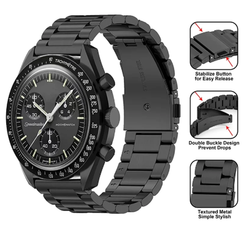 20mm massives Edelstahl armband für Omegax swatch Moonswatch Schnell verschluss Männer Frauen Mode Uhren armband Ersatzteile