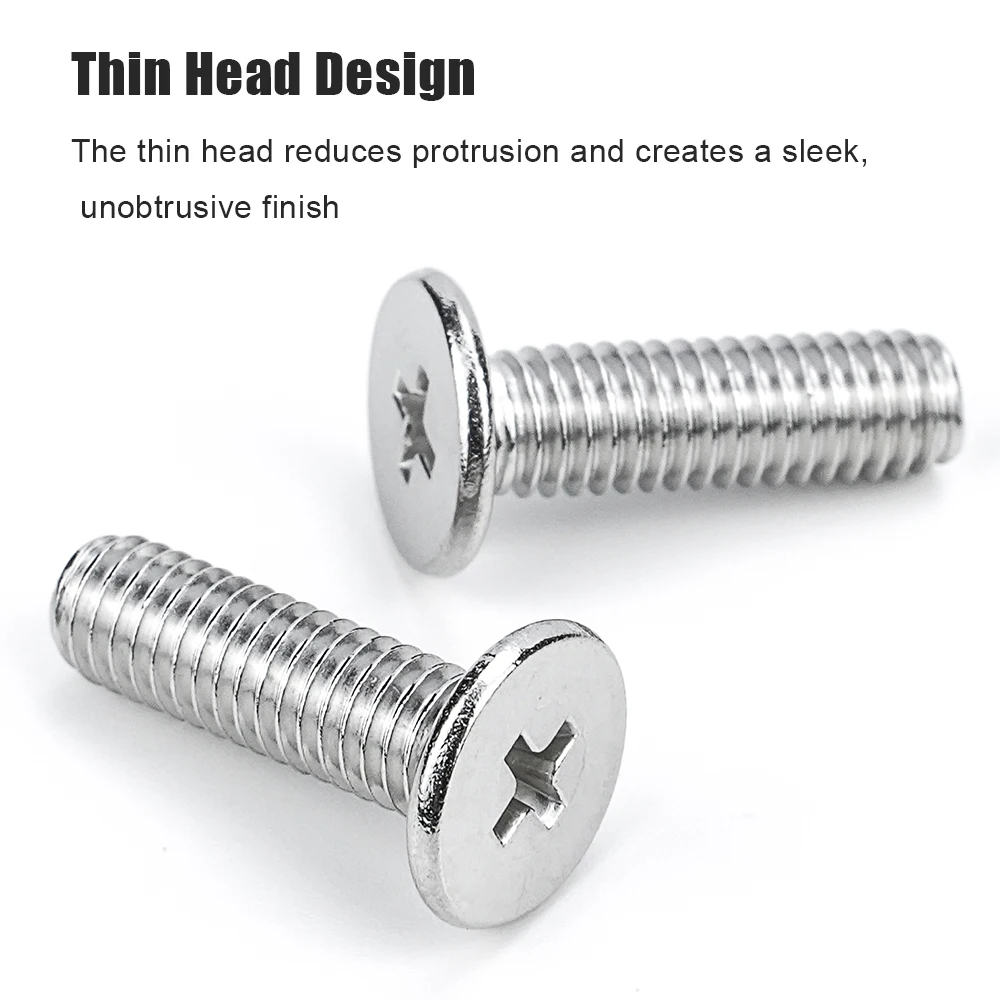 3~50pcs Cross Ultra Thin Wafer Flat Head Screw Stainless Steel M2 M4 M6 M8 Stainless Steel Phillips Head CM Screw for Laptop
