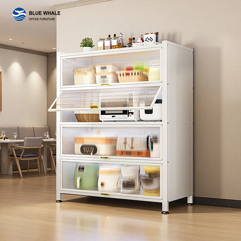 

Kitchen Rack Storage Multifunctional Dish Rack Flip Door Kitchen Cabinet Multi-layer Storage Rack