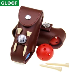 GLOOF Genuine Leather Golf Ball Pouch Bag Holder Pouch Waist Belt Storage Pocket może pomieścić do 3 piłek golfowych i 2 koszulki