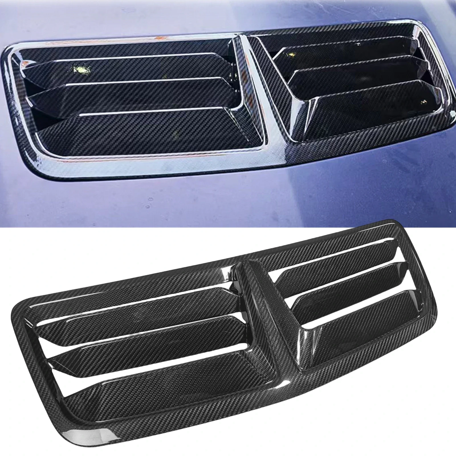 Pop Engine Hood Air Vent Cover Trim For Ford Mustang S650 Dark Horse GT 2024-2025 Dry Carbon Fiber Front Bonnet Scoop Outlet Gri