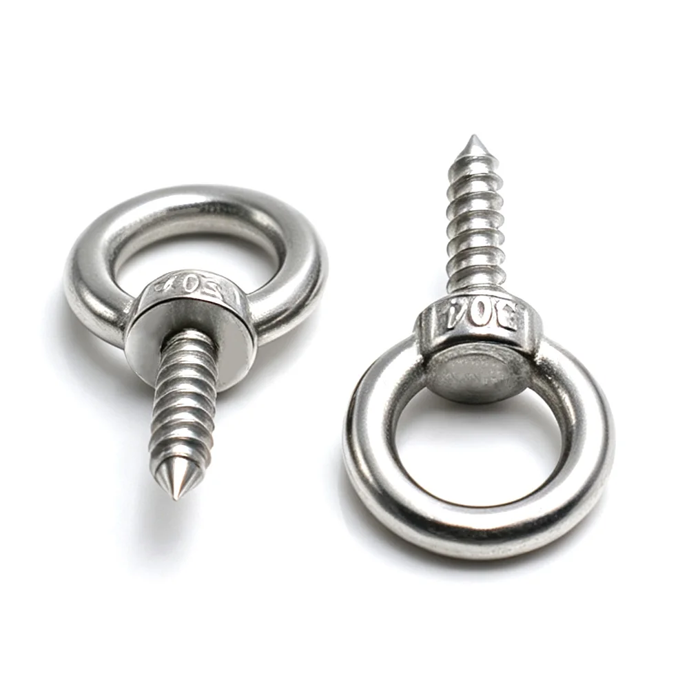 1~2Pcs 304 Stainless Steel Eye Lag Screws Ring Hook Self-Drilling Sheep Eye Self-Tapping Speaker Wood Screws M4 M5 M6 M8 M10