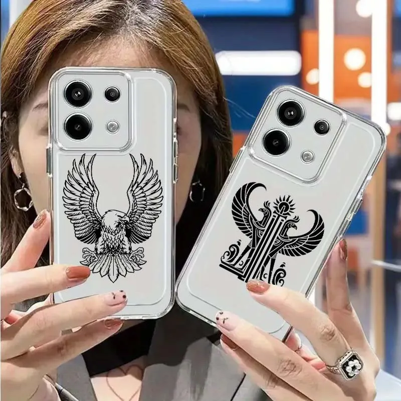 

Cool Eagle Warrior Sword Art Phone Case For Xiaomi Redmi Note 14 13R 13 12 12S 11 12T 11S 11T 10 Pro Plus Transparent