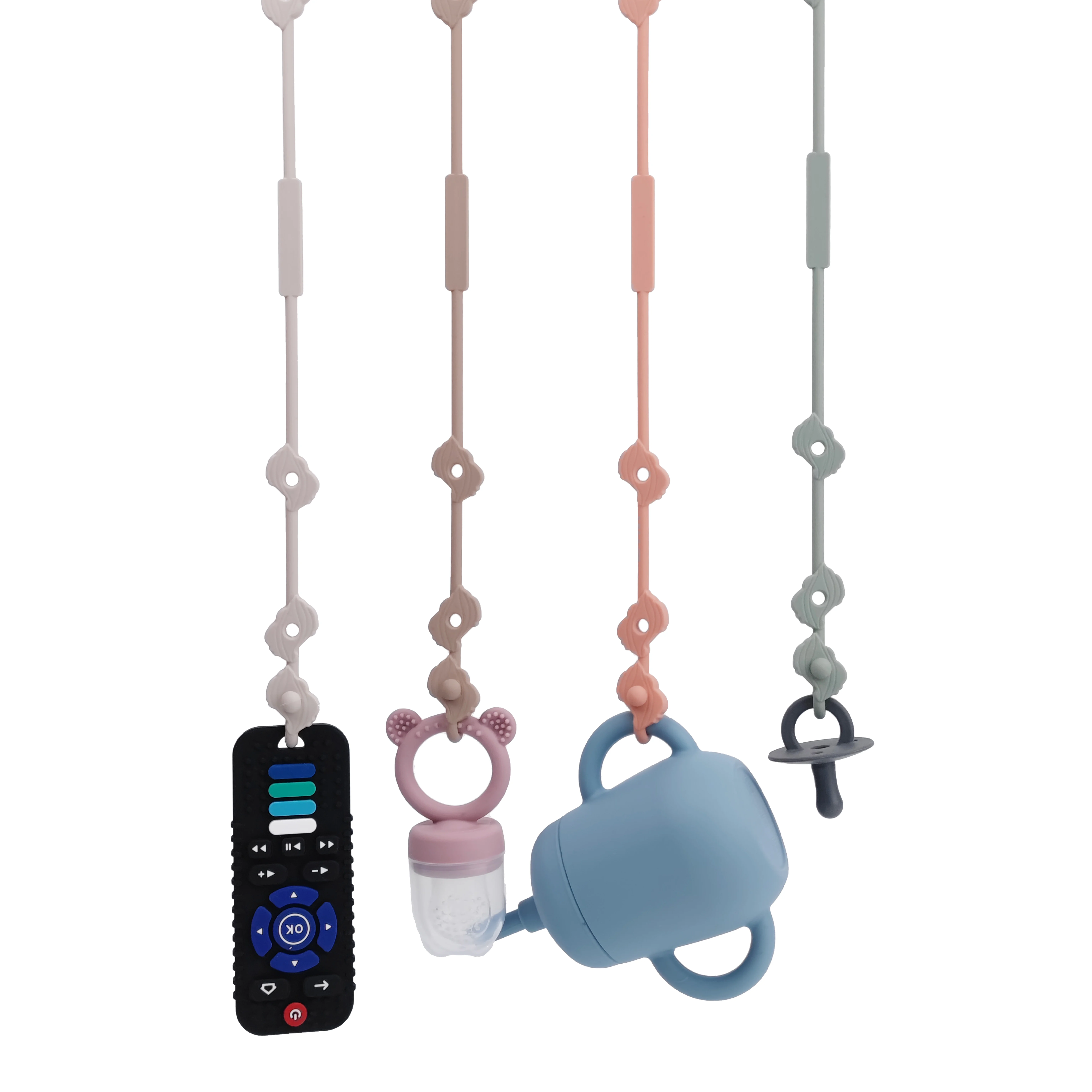 Baby Toy Strap, Adjustable Silicone Pacifier and Teether Strap, suitable for strollers, high chairs, cribs, and backpacks; BPA-f