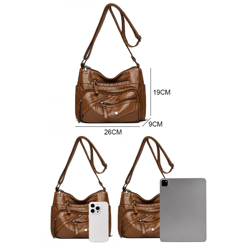 2024 New Large Capacity Luxury Handbags Women Vintage Bags for Women Designer Female Soft PU Leather Shoulder Bags Crossbody Bag image 4