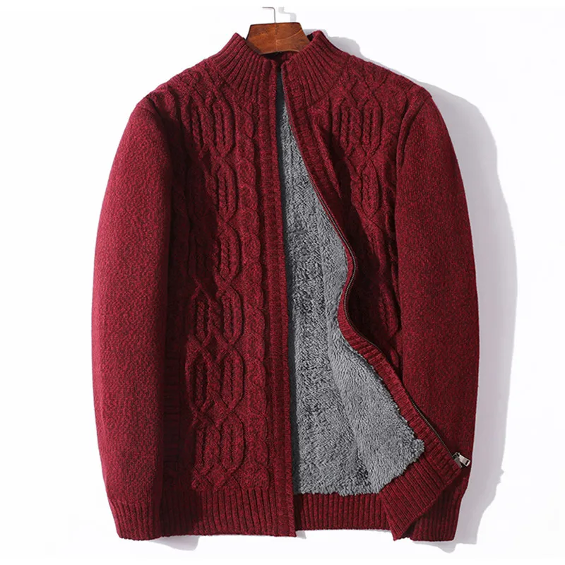 Warm Fleece Mens Wool Cardigan Sweater Thicken Cashmere Winter Cardigan Turtleneck Male 2022 Outwear Plus Size 4XL 5XL 6XL 7XL