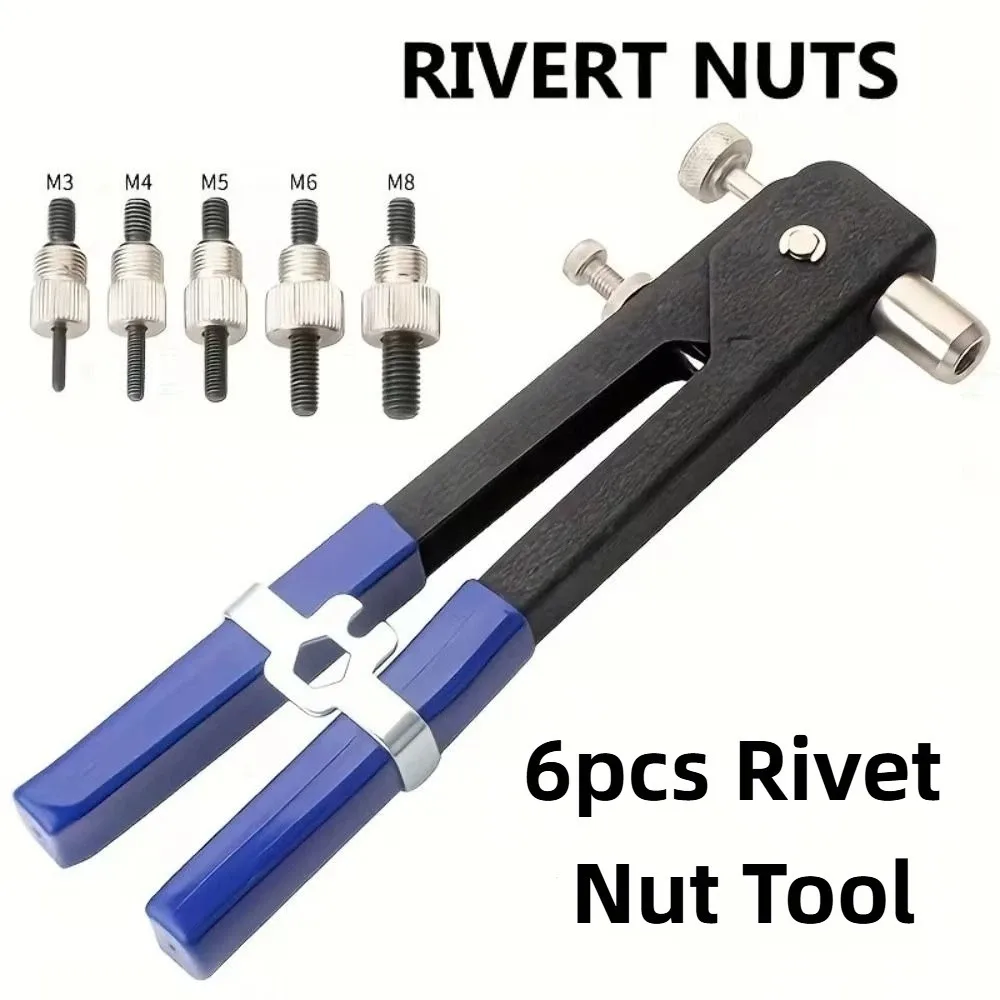 with Metric Nuts Assortment Rivet Nut Tool Kit Non-slip M3/M4/M5/M6/M8 Nut Rivet Plier Set Comfortable Grip Rust-proof