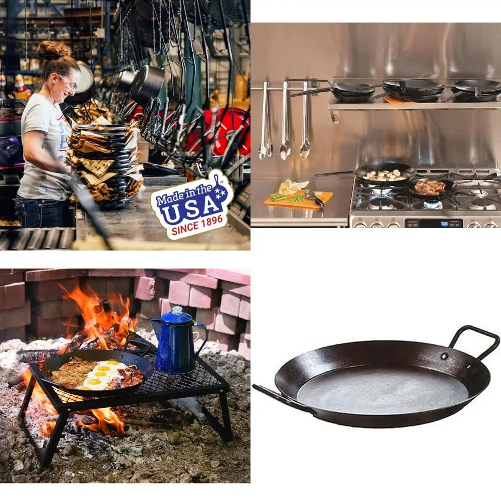 

Pre-Seasoned Carbon Steel Skillet for Oven, Stove, Grill, and Campfire - 15 Inch Dual Handle, Versatile Cooking Surface