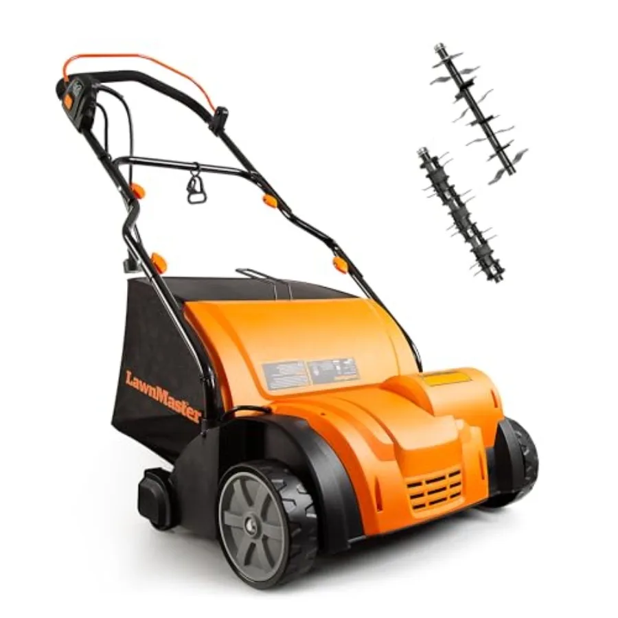 

Аэратор-скарификатор 15-13 ампер с мешком для сбора травы на 10,5 галлонов для ухода за газоном, усиленная стальная платформа, серебристое покрытие, эффективный.