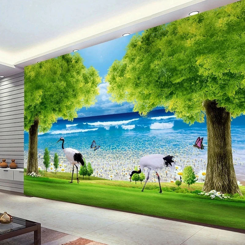 MU8166  Wall Cloth Garden balcony waterfall landscape Photo Mural Wallpaper Living Room TV Background Wall Sticker Wall Painting