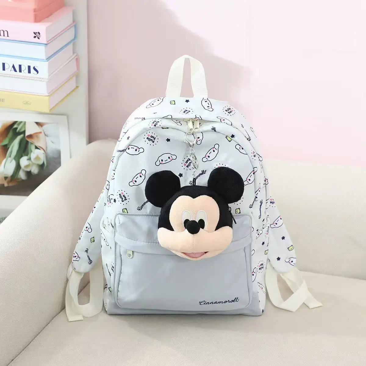 La última bolsa para auriculares con monedero de Mickey y Minnie de 16 cm llena de juguetes de peluche, anime de dibujos animados, lindos regalos de cumpleaños y muñecos divertidos