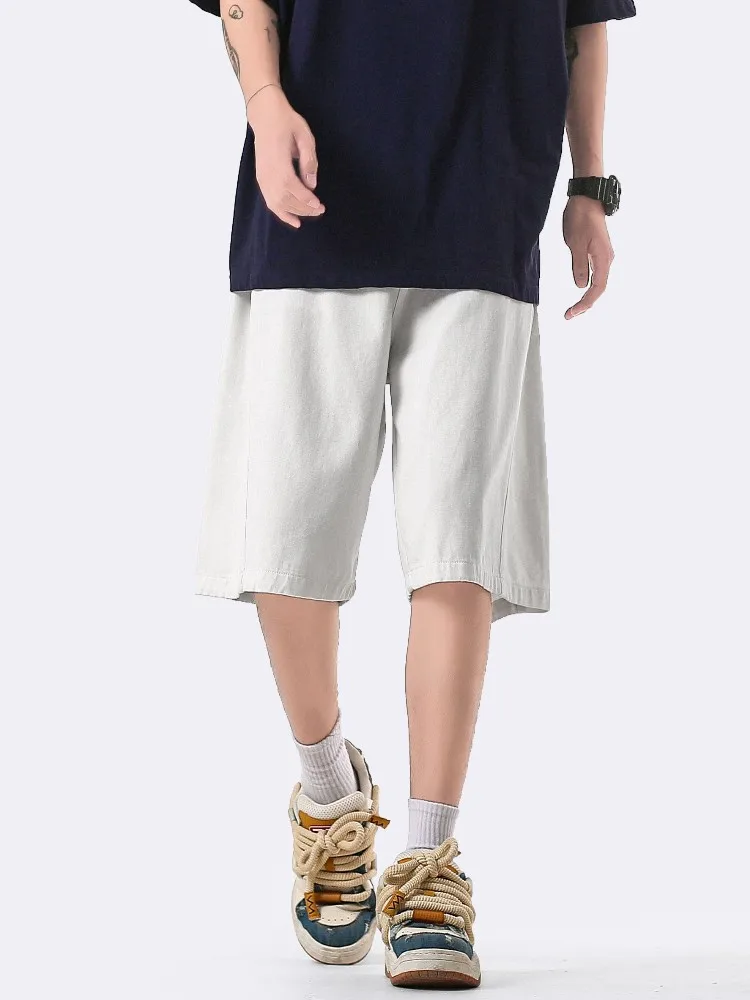 

Мужские повседневные свободные брюки-капри прямого кроя для лета: дышащие, легкие, удобные, модные, молодежные