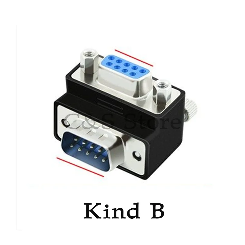DB9 Adapters 90 Degree Bend Male / Female to Male / Female 9 Pin Connectors L-type Serial Port RS232 COM D-Sub 9 Converters