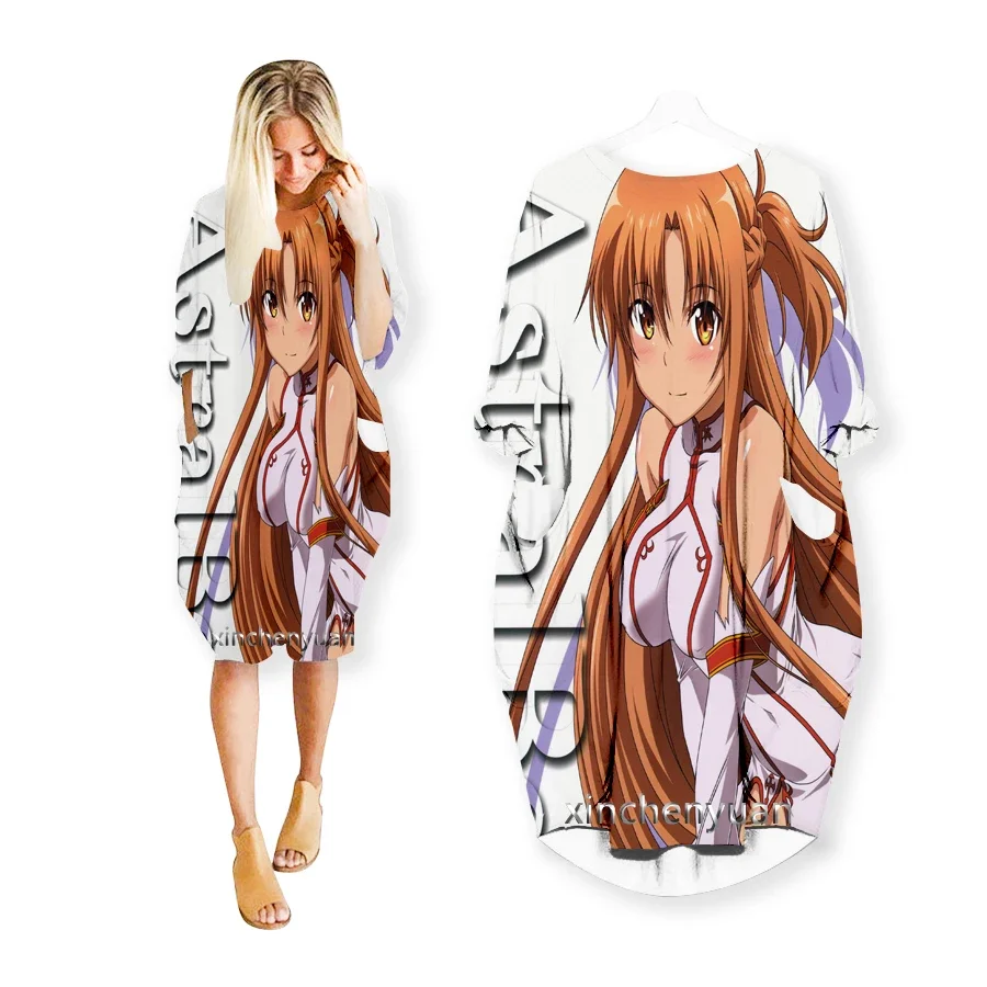 

phechion Anime Sword Art Online 3D Print Fashion Dresses Casual Mid-length Dress Women Clothing Pocket Long Sleeve Tops R25