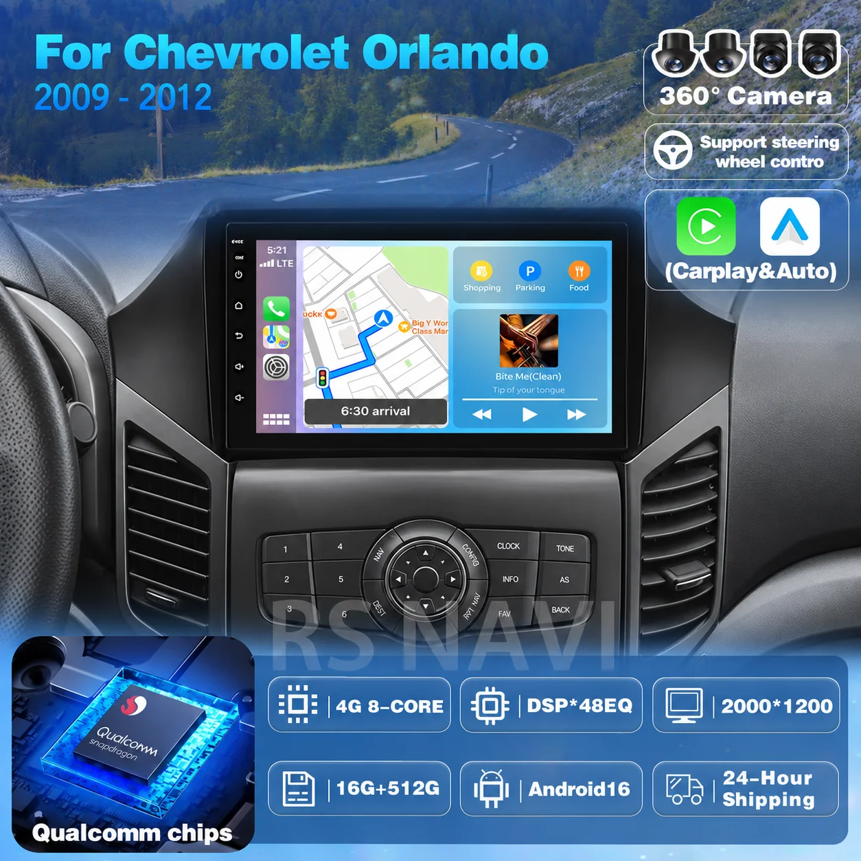 Plug and Play Android 16 wifi+4G Carplay Car Radio For Chevrolet Orlando 2009-2012 Navigation Video Player Stereo Multimedia DVD