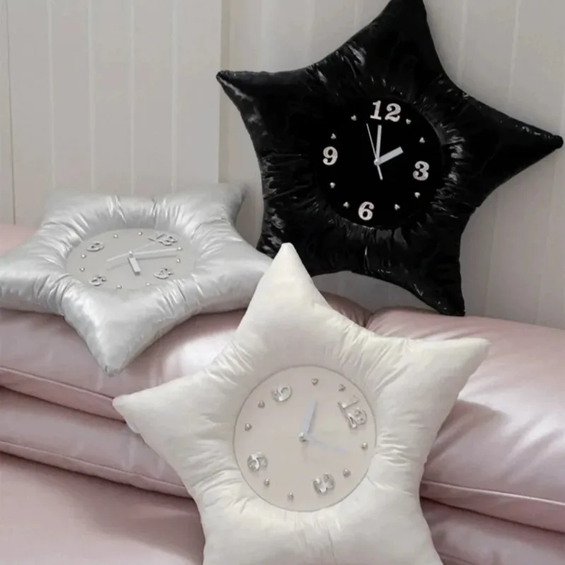 Wall Clock Silver Star Korean Ins Style Creative Photo Backdrop Prop Home Living Room Bedroom Ornament Decoration