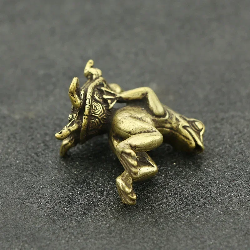 Kreative Neue Bronze-Skulptur Antike Messing-Schildkröte Frosch-Miniatur-Statue Geeignet für Heim- und Schreibtischdekoration Lustiges Kunsthandwerk-Ornament
