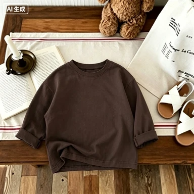 Frühlings- und Herbstsaison Kinderoberteil Einfarbig Modisches Kinder-Langarm-T-Shirt Kleidung für Jungen und Mädchen