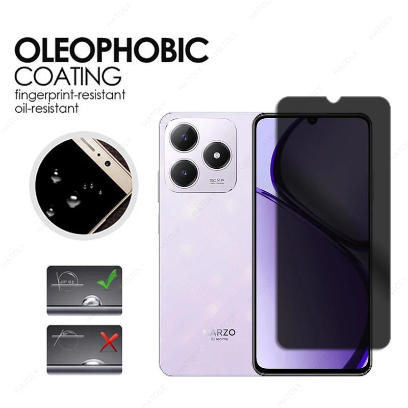 Privacy Screen Protector For Realme Narzo N63 Glass For Realme C63 4G Camera Lens Protector Anti-spy Glass For Realme C53 4G
