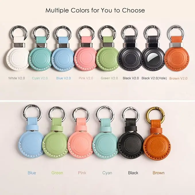 1 レザーエアタグホルダー Apple エアタグキーホルダーレザー、キーリング付き小型エアタグホルダー、保護エアタグケースに適しています