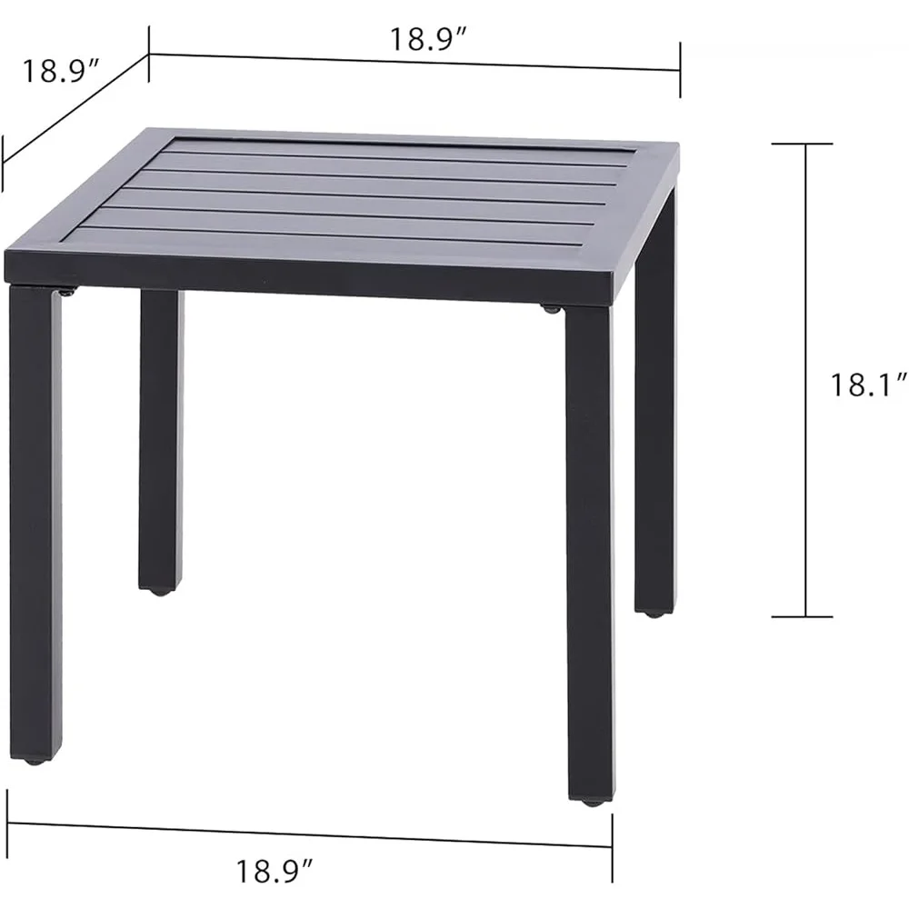 Compact Metal Square Side Table Indoor Outdoor Coffee Bistro Adjustable Feet Easy Assembly Rust Resistant