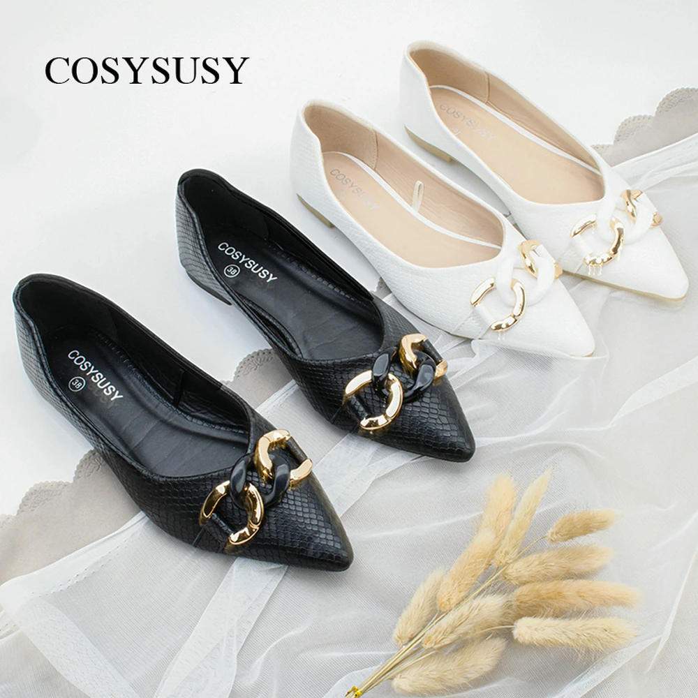 COSYSUSY Spring And Autumn Pointed Flat Women's Shoes Elegant Simple Fashion Suitable For Business Commuting Wear