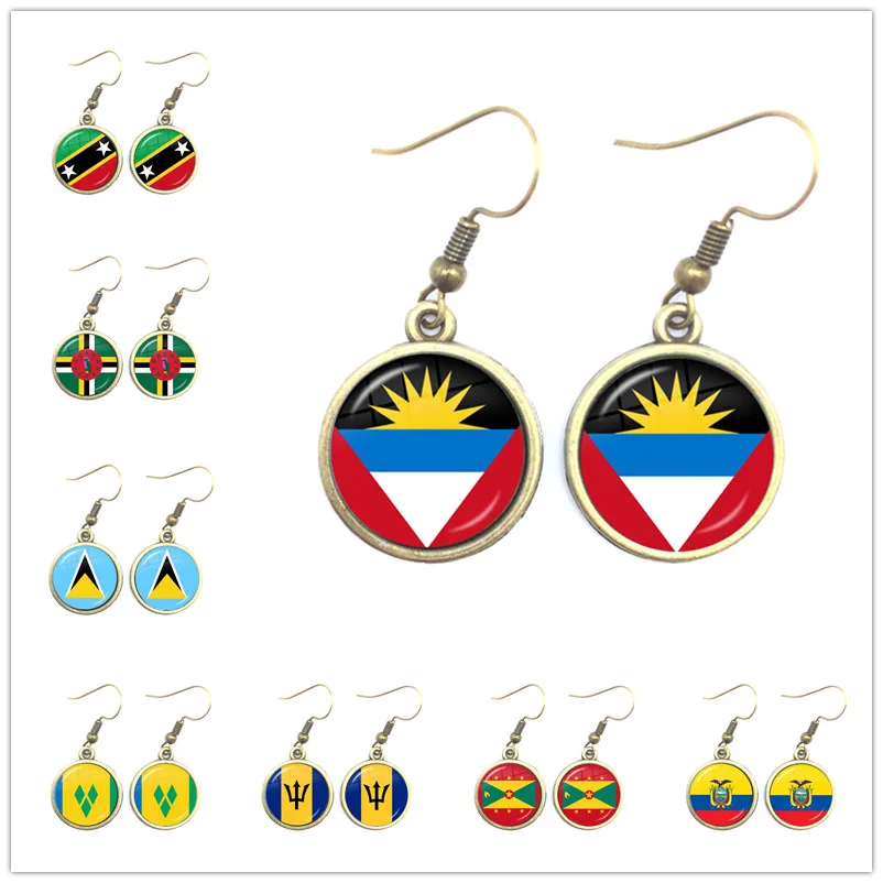 Wspólnota dominiki, Saint Lucia,Saint Vincent i grenadyny, Barbados,Grenada, ekwador flaga narodowa Drop kolczyki