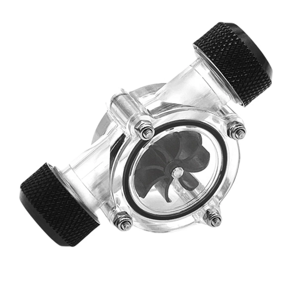 

8-impeller Design Water Flow Meter Computer Cooling Setup Black Impeller Easy To Install Improve Cooling Efficiency