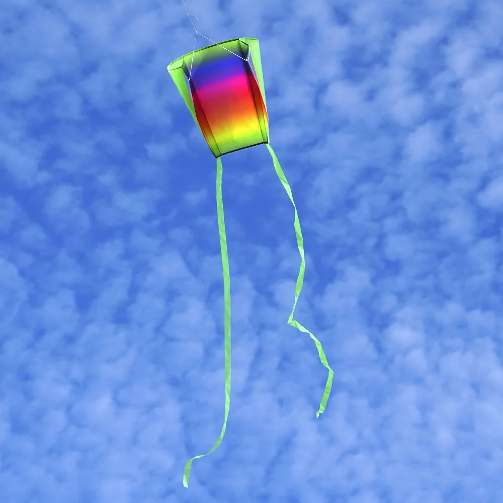 Easy Fly Rainbow Parafoil Kite with Kite Line Polyester Ripstop Pocket Kite Long Tail Good Flying Mini Children's Kite