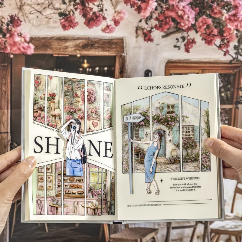 Weekend Shop Series Vintage Flower Window Landscape PET Sticker Creative DIY Journal Material Collage Scrapbook Stationery