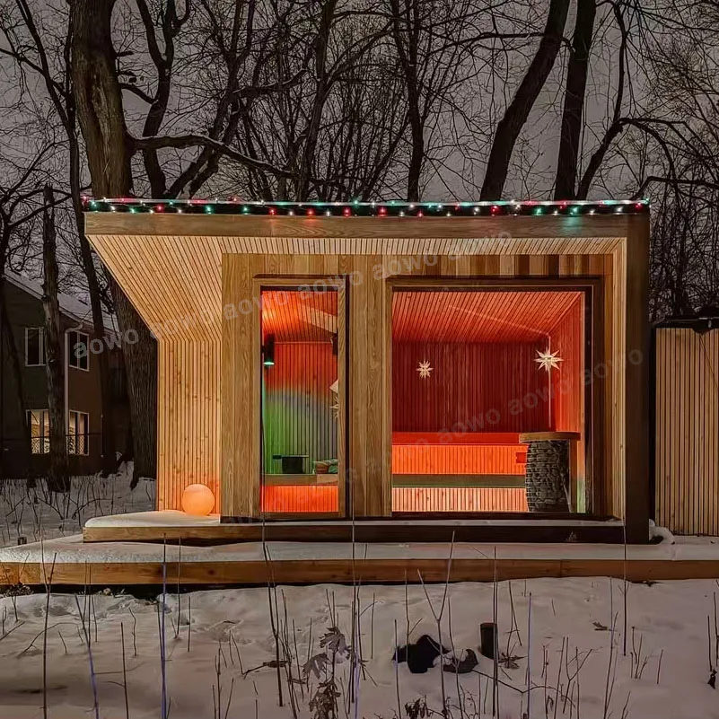 غرفة ساونا جافة للعائلة في الهواء الطلق مع خلع الملابس، حرم أرجوحة ساخنة للهروب من اللياقة البدنية الشخصية أو تمرين فيلادلفيا الداخلي