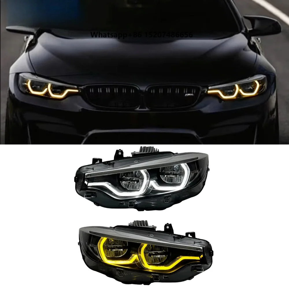 For F32F33  F80 F82 M3 M4 Lci Headlights High and Low Fog Lights,turn Signals Yellow and White  Ikon Style LED Headlights