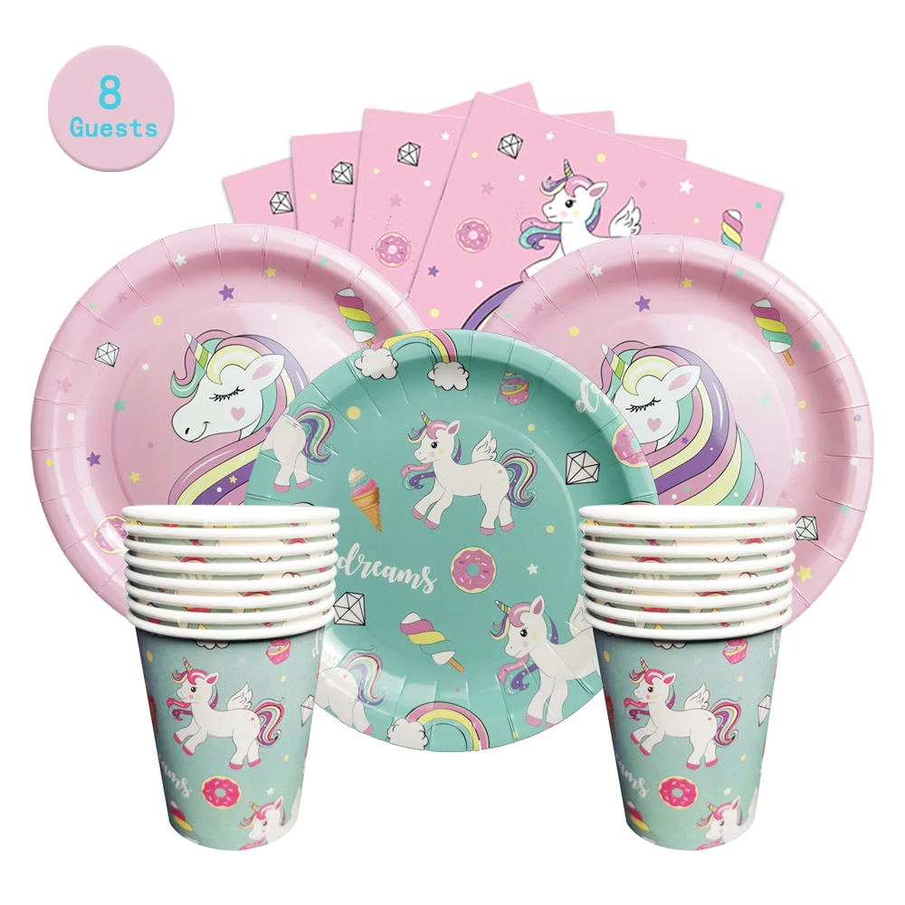 Unicorn Party Tableware 123st Birthday Party Decor Baby Shower Unicornion Theme Birthday Party Girls Favor Unicorn Party Decor