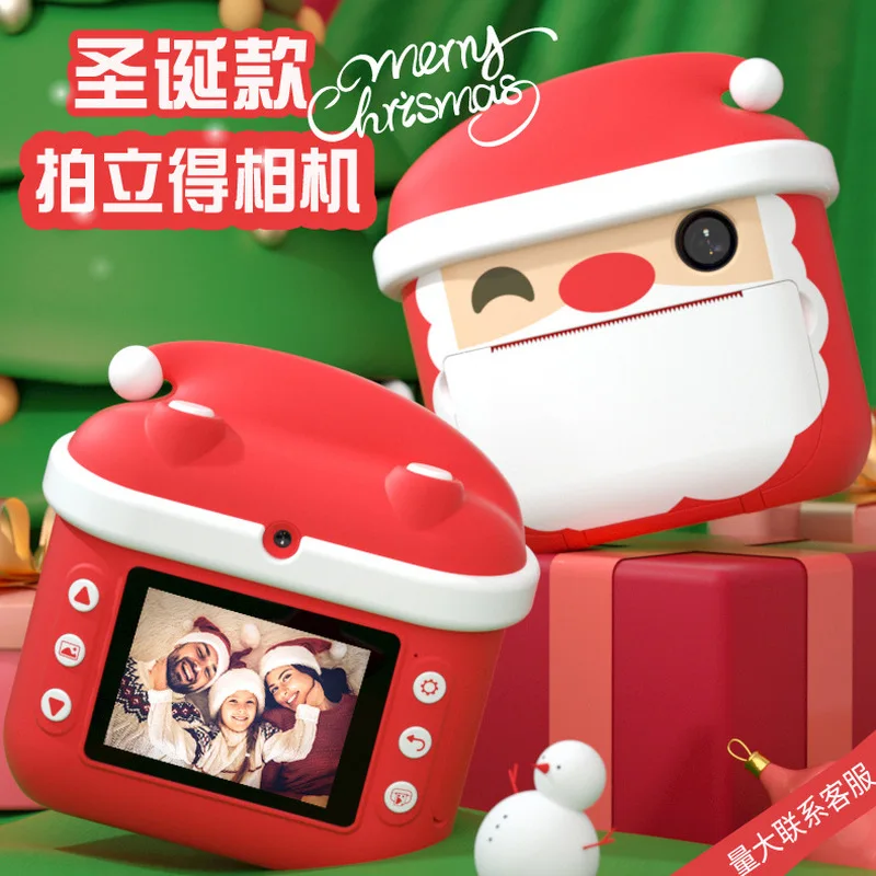 Cross border novo produto natal crianças impressão câmera presente de natal dos desenhos animados câmera mini câmera polaroid modelo de carregamento