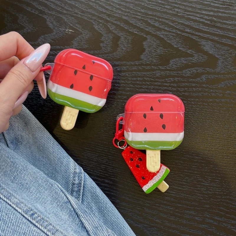 

Watermelon Ice Cream Twist Edge Earphone Case Suitable for Appleairpods2/3Cartoon anti-fallPRO2/PRO3Personality