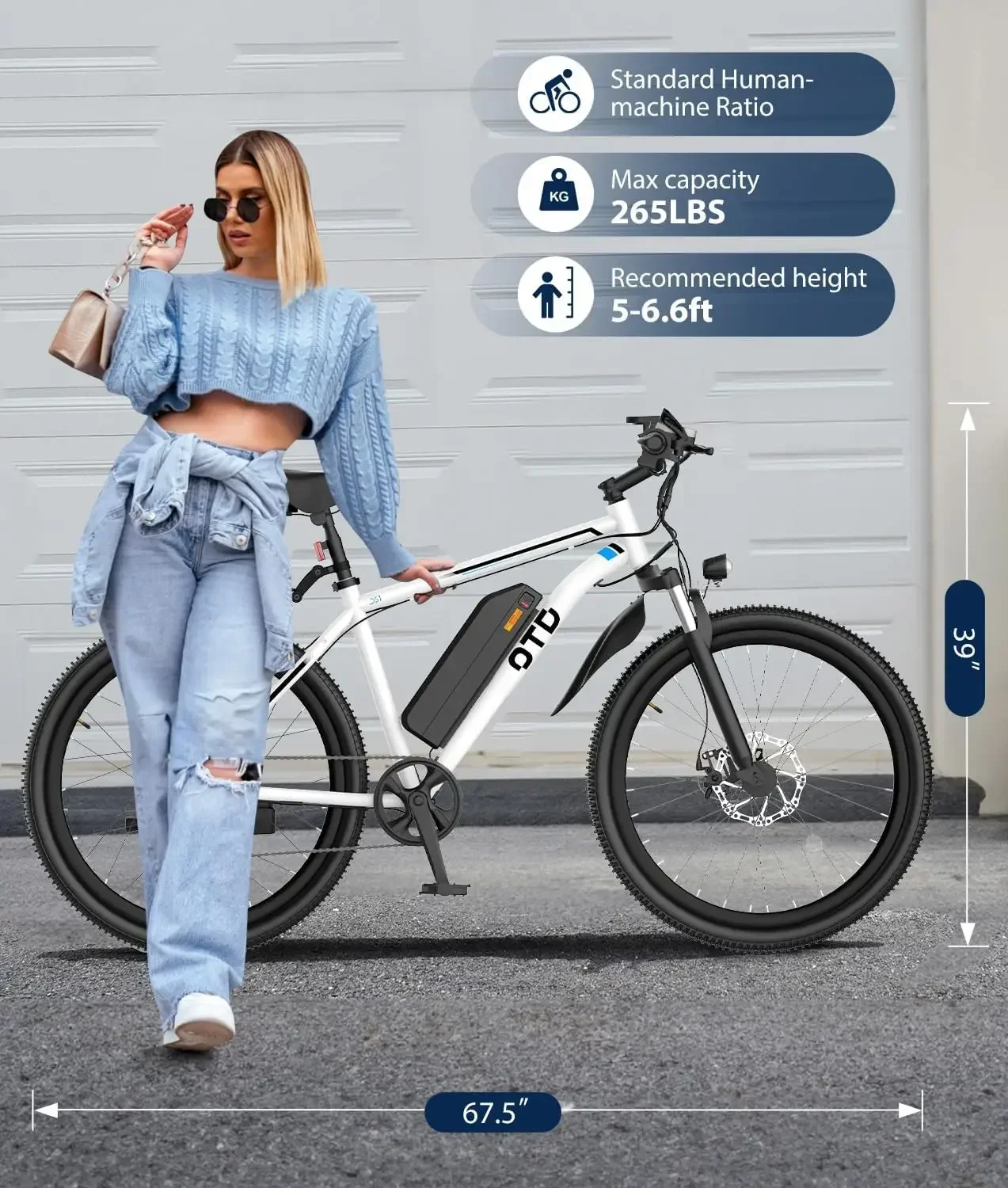 Electric Bike For Adults 1200W Peak Lightweight Mountain Ebikes,28MPH 26