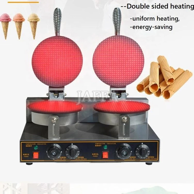 Double Head Ice Cream Cone Maker Machine Waffle Maker Ice Cream Maker Ice Cream Cone Machine Baker Waffle Machine Waffle Maker