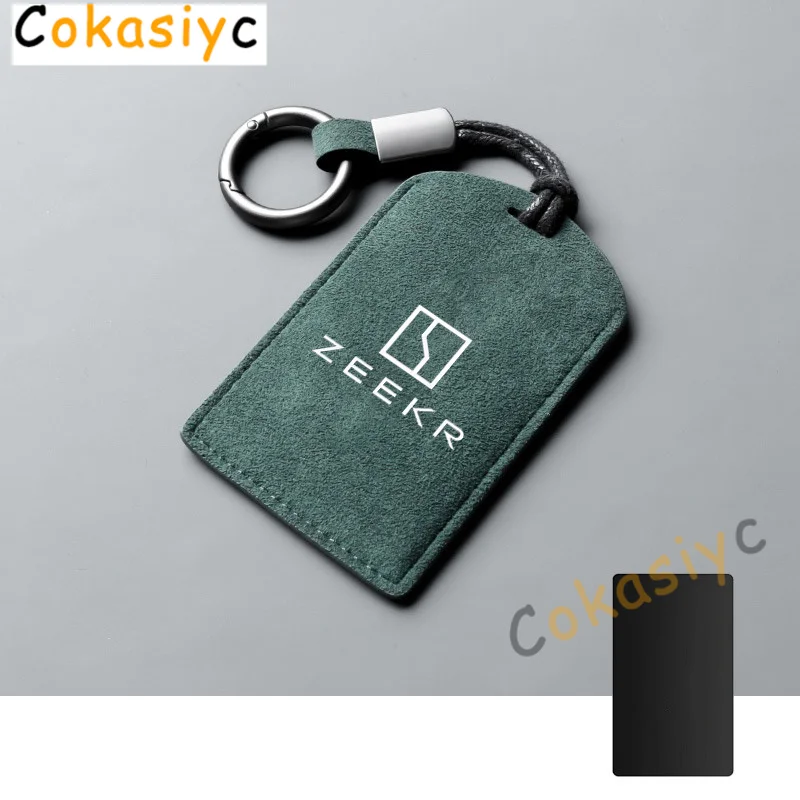 Suede Car NFC Card Key Case Cover Key Bag Shell Holder Protection Keychain For ZEEKR 001 Smart Remote Keyless Stying Accessories