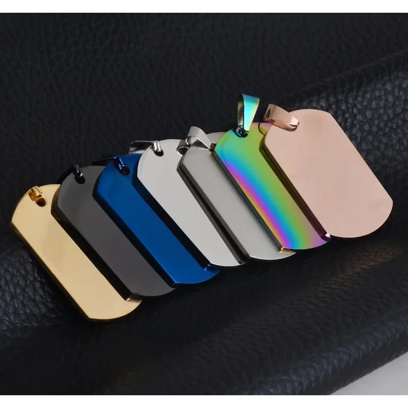 

10pcs Stainless Steel Dog tags Pendant For Engraving Metal Military Plates Blank Army Charm Mirror Polished Wholesale