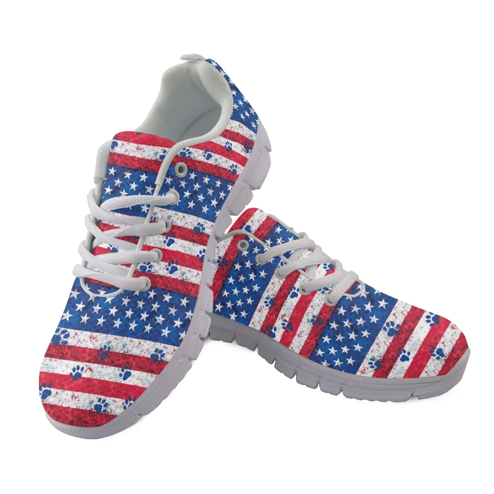 Coloranimal Paw Print Lace Up Running Shoes for Womens Mesh & EVA Sole Women Running Walking Shoes for Climbing