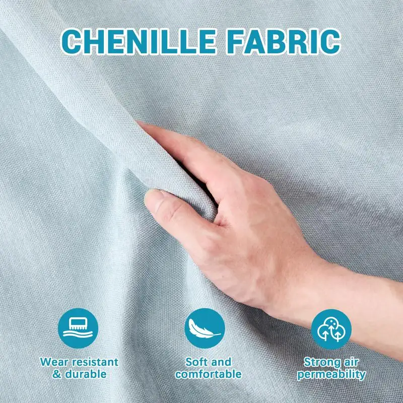 أريكة من قماش الشنيل باللون الأزرق السماوي مع 3 مقاعد مع 3 عثمانيين متحرك، تصميم مريح، رغوة عالية المرونة، وسادة قطنية، سهلة #4