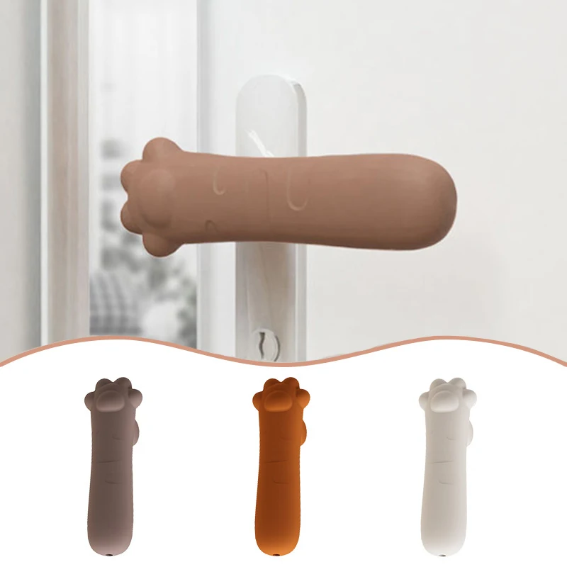 Silicone Door Handle Protective Cover for Baby Safety Anti-Collision Buffer Cushion Cartoon Cat Claw Handle Covers Home