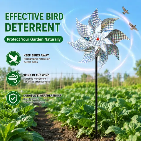 Reflektierender Windspinner Vogelabwehr 1/3/5 Stück Funkelnde Windmühle Dekorative Windräder für Hof Rasen Garten Vogelschutz