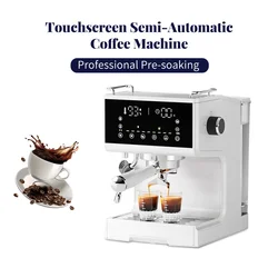 Touchscreen Coffee Machine Espresso Maker ULKA Pump 15Bar 1350W 58MM Portafilter 1.6L Water Tank Instant Heating Block PID+NTC