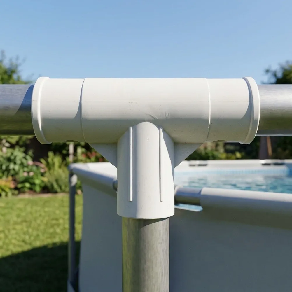 Three-Way Pool Plumbing Adapter for For INTEX Frame Pools with 40mm Interface and Balanced Multi-Directional Water Routing