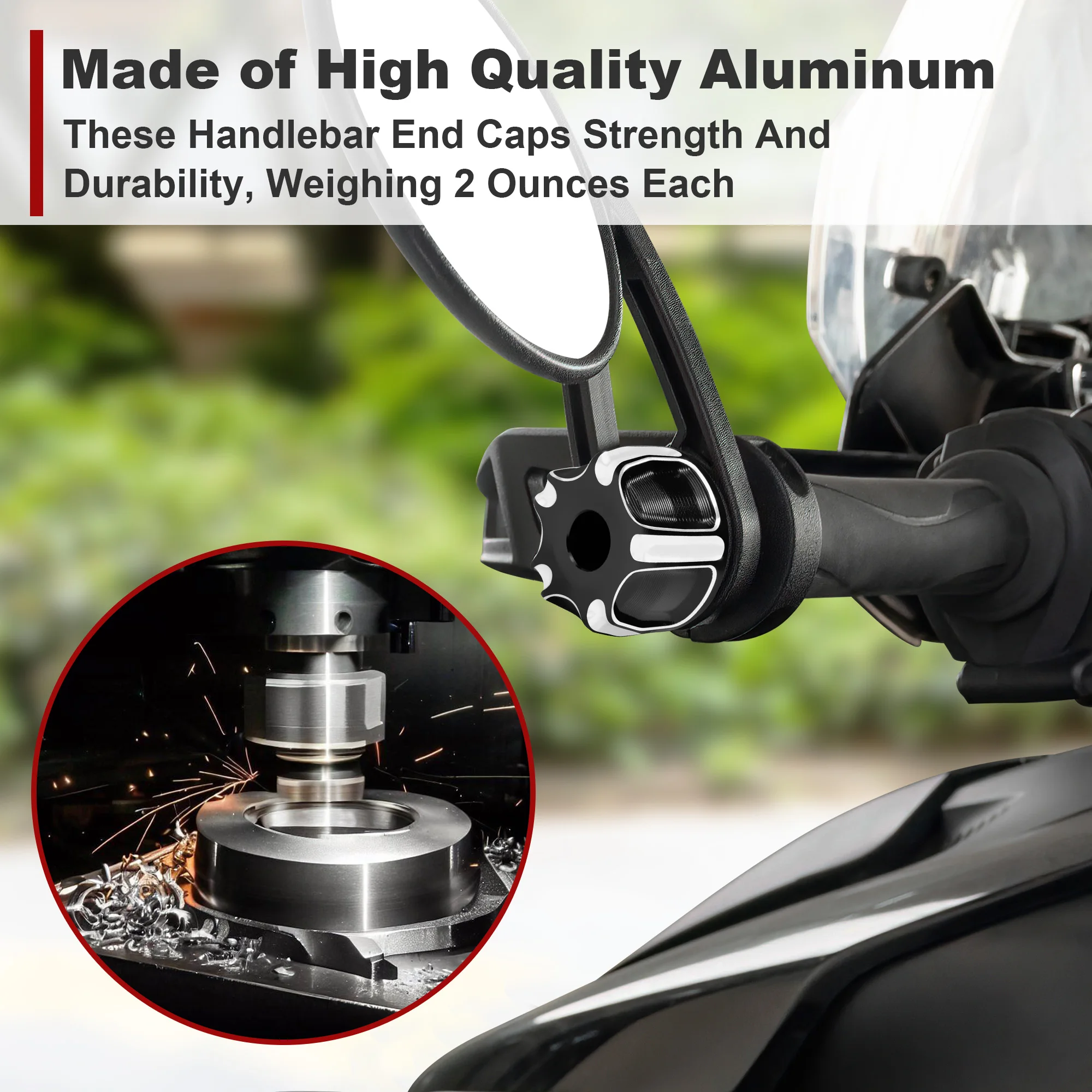 Striped Aluminum Handlebar End Caps for Can-Am Ryker 600/900 2019-2024 – Fits Rally, Sport, Ace Edition, Grip Finishers